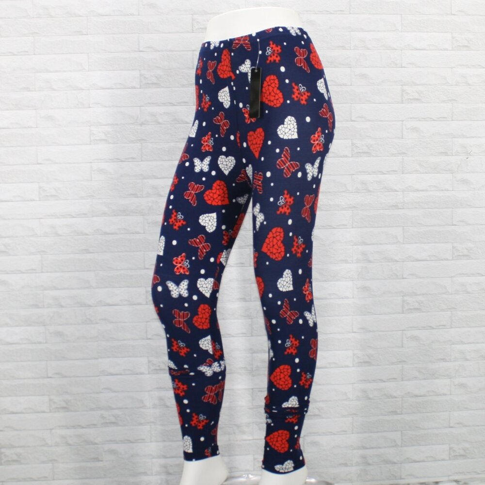 ZINATI Leggings Valentine's Day Hearts and Butterflies Athleisure Colorful Blue